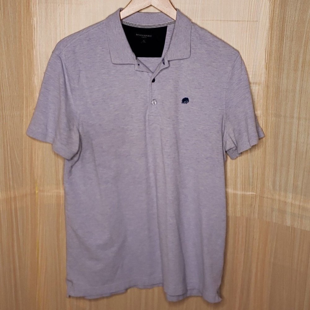Banana Republic Mens Blue Heathered Slim Fit Knit Polo XL